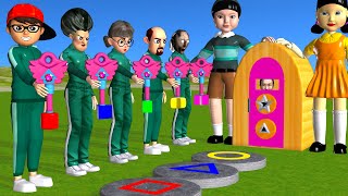 Scary Teacher 3D vs Squid Game Hide and Seek Keys vs Lock Dalgona Shapes Challenge Who Faster Game