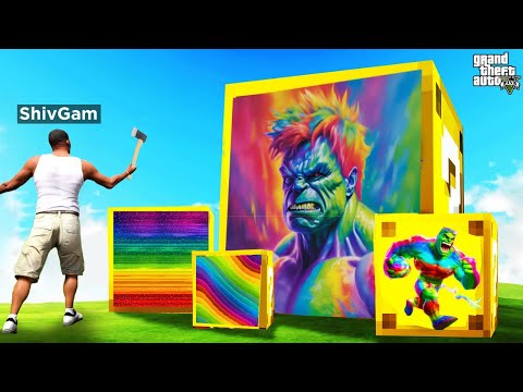 GTA 5: Opening Super Mega Giant *RAINBOW* Lucky Blocks with HULK Shinchan and Franklin!