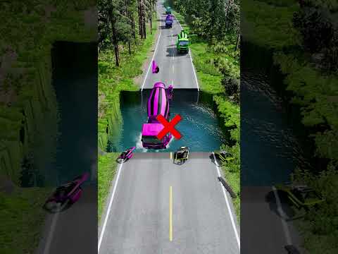Mixer trucks vs water pit #128 | #beamngdrive #beamngcarcrash #constructionvehicle #dumptruck