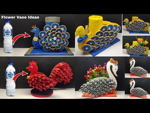 4 Ide Kreatif dari Botol Plastik || Best Out Of Waste | Beautiful flower vase swan model