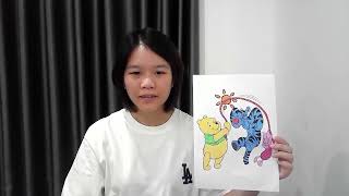 Practice coloring Pooh bear, piglet, tiger play jump rope