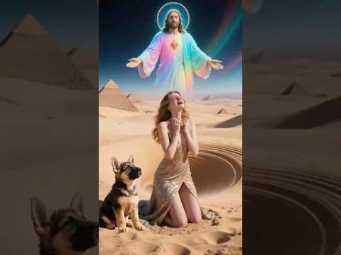Woman caught in quicksand encounters scorpion, puppy and Jesus coming#cute #jesus #shorts #ai