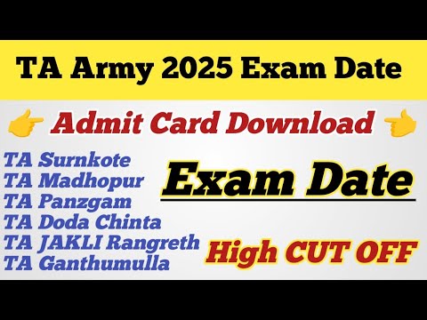 J&K TA Army Bharti 2025 ll Exam Date 12 January 2025 ll Download Admit Card ll CUT OFF High 😱 150+