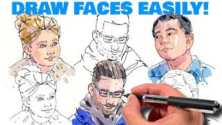 How to Sketch Faces Simply — Step-by-Step with Ink & Watercolor