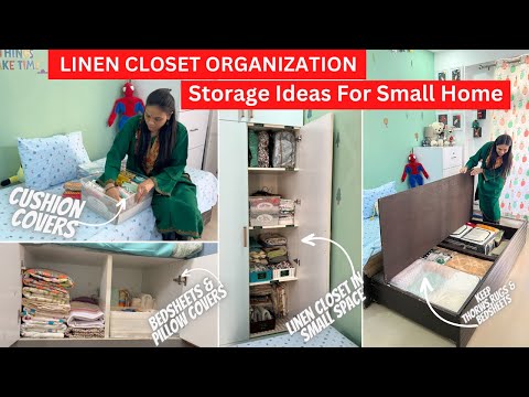 My Organized Linen Closet in Small Home | Organize your Bedsheets, Curtains, Cushion Covers & More