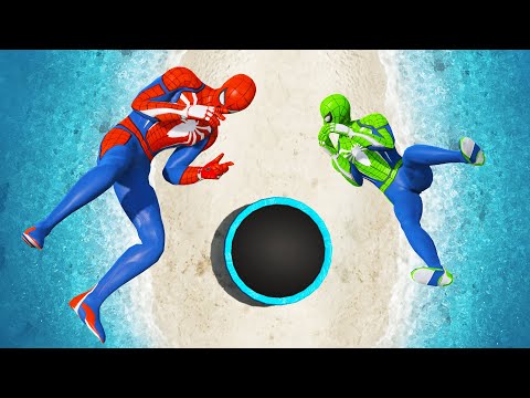 Rainbow Spiderman Ragdolls in GTA 5 Ep.2