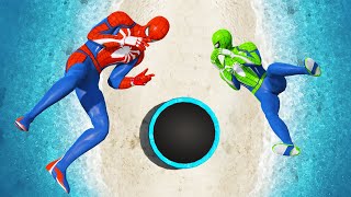 Rainbow Spiderman Ragdolls in GTA 5 Ep.2