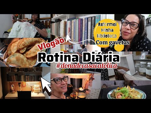VLOGÃO 🏡 ROTINA + BIBLIOTECA COM PRATELEIRAS NOVAS DE GAVETAS 📚 COM UNHA FEITAS E FELIZ DEMAIS GRATA