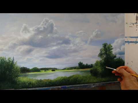 Painting a hazy sky full of clouds