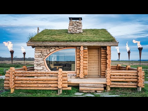 Man Built A House with Just Stones and Logs !