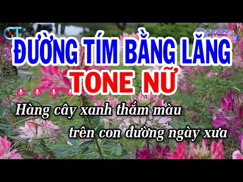 Karaoke Đường Tím Bằng Lăng Tone Nữ ( A#m ) Nhạc Sống Đồng Sen