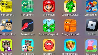 Roblox,TOXIC SPRUNKI'S,SIMON SPLANKI'S PRISON RUN!,ORANGE SPLANKI'S PRISON,SPRANKY SURVIVAL,MY TOM 2