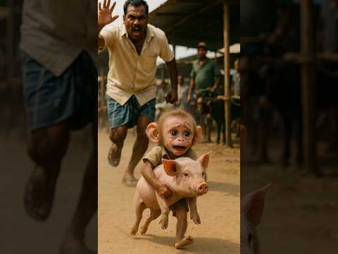 baby monkey rio and pig heartouching story ❤️