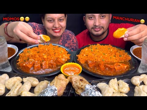 Eating Spicy Momos, Singapuri Fried Rice, Veg Roll I Husband vs Wife Food Challenge I Foodie Gd