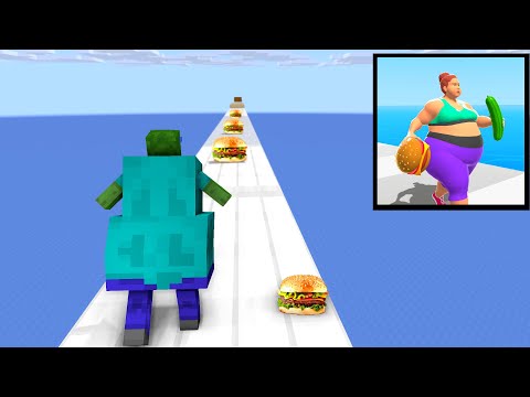 Monster School : FAT 2 FIT RUN CHALLENGE - Minecraft Animation