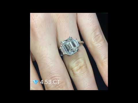 4.51 ct Emerald Cut Diamond Three-Stone Ring