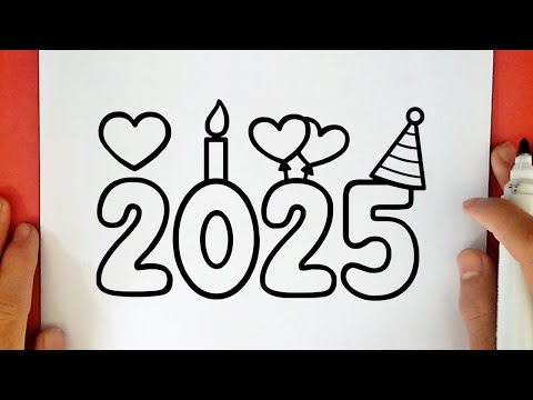 COMO DIBUJAR 2025 | FELIZ AÑO NUEVO