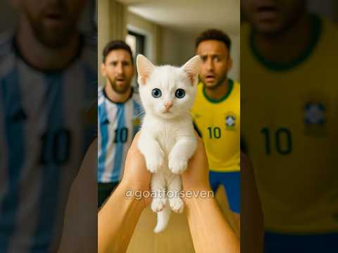 ❤️🐱 Ronaldo’s Cat Is Too Cute for Messi and Neymar to Handle! #ronaldo #cr7 #messi #neymar