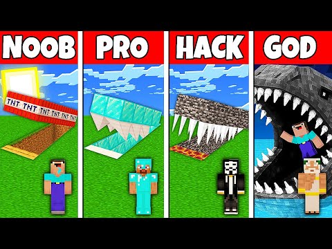Minecraft Battle: NOOB vs PRO vs HACKER vs GOD! UNDERGROUND HOUSE BUILD CHALLENGE in Minecraft
