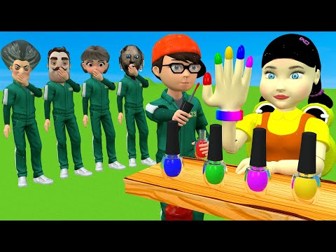 Scary Teacher 3D vs Squid Game Best Nail Polish Color 5 Times Challenge Who's Winer