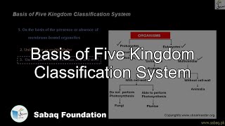 Basis of Five Kingdom Classification System