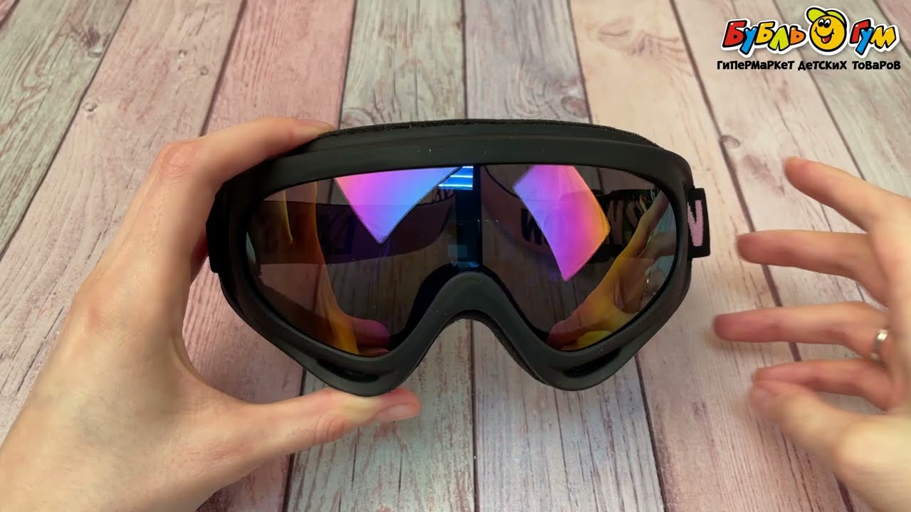 Очки горнолыжные Lanson Kids перламутровые с черно-розовой резинкой - видео Очки горнолыжные Lanson Kids перламутровые с черно-розовой резинкой - видео