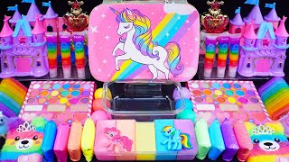 ASMR Unicorn Slime mixing Random Shiny things into slime #Satisfying #slimevideo #asmr