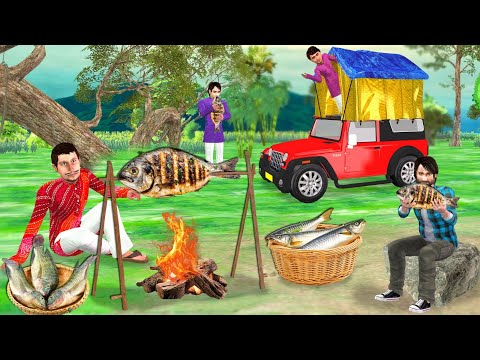 Fish Fry Cooking Street Food Solo Camping Jeep Forest Rain Camp Hindi Kahaniya Hindi Moral Stories