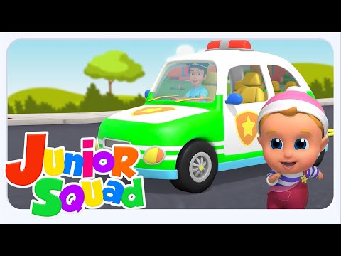 Junior Squad عجلات سيارة الشرطة 🚓🎶 | أنشودة مركبات للأطفال باللغة العربية