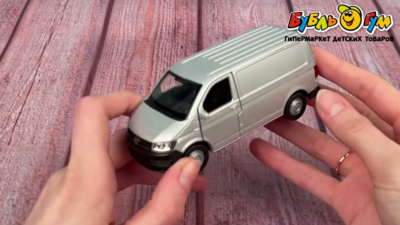 Машинка Volkswagen Transporter Welly металлическая инерционная 1:38  - видео