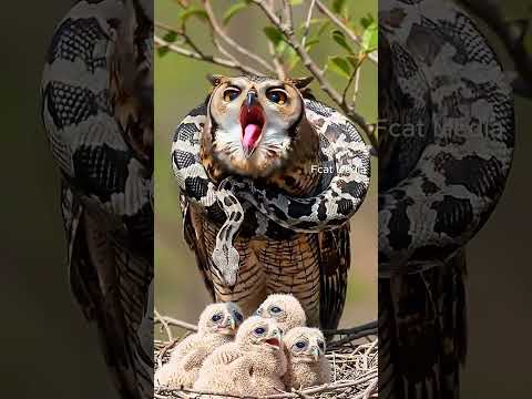 Owl Protects its young from snake attack! #wildliferescue #animals