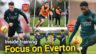 INSIDE TRAINING| Eyes on Everton Saka, Gyokeres, Rice, Jesus and calafiori getting ready for Everton