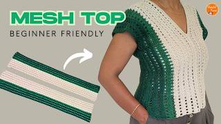 Make an Easy Crochet Summer Top with just 2 Rectangles | Crochet Mesh Top Pattern- Beginner Friendly