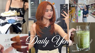 Daily Yen: HAIR MAKEOVER 🍊 making matcha & overnight oats + Try-On Haul ft. Lovito