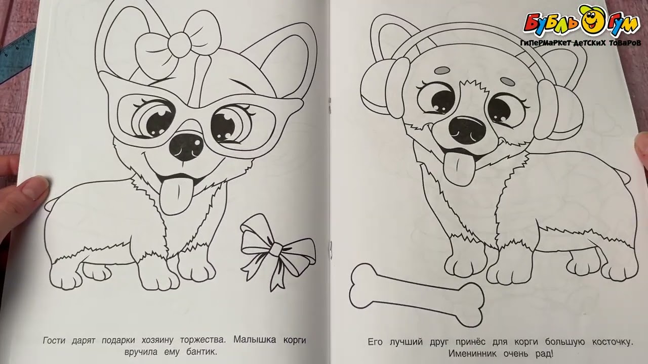 Раскраска для детского сада День рождения корги - видео