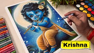 Little Krishna Drawing,  Janmashtami Drawing,  Oil Pastel Drawing,  Final Part 😍