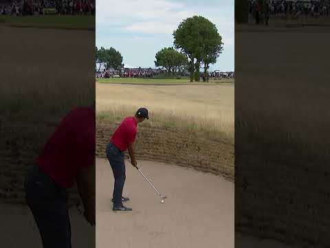 Tiger Woods with a GREAT bunker shot at Carnoustie in 2018 #golf #tigerwoods