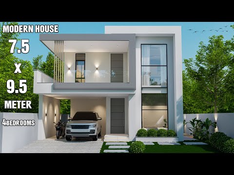 Modern House Design 2Storey | 7.5m x 9.5m | 4Bedroom House Tour