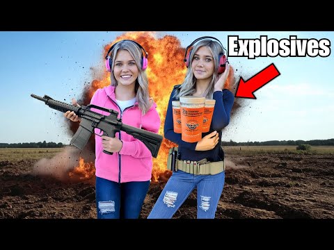 EXTREME SHOOTING CHALLENGE! Twins blow stuff up!