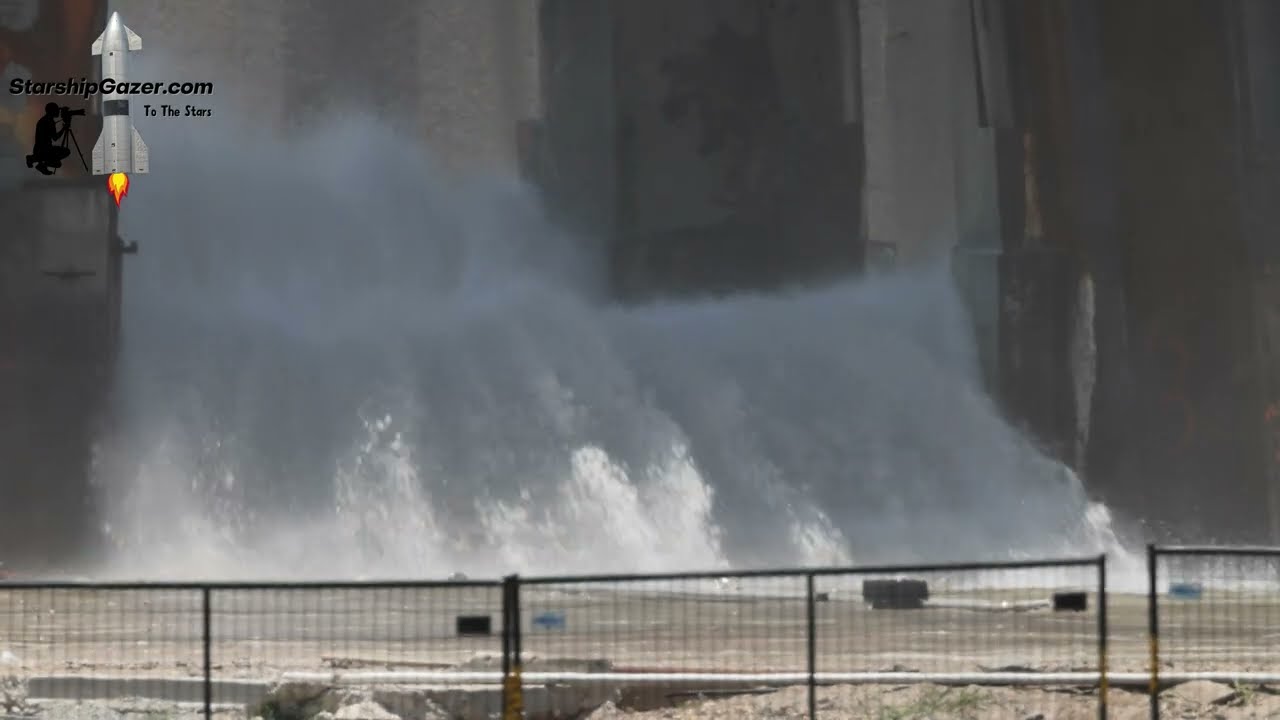 SpaceX Starbase 4K Water Cooled Steel Plate First Test with Water 7/17/23 Texas Day 342