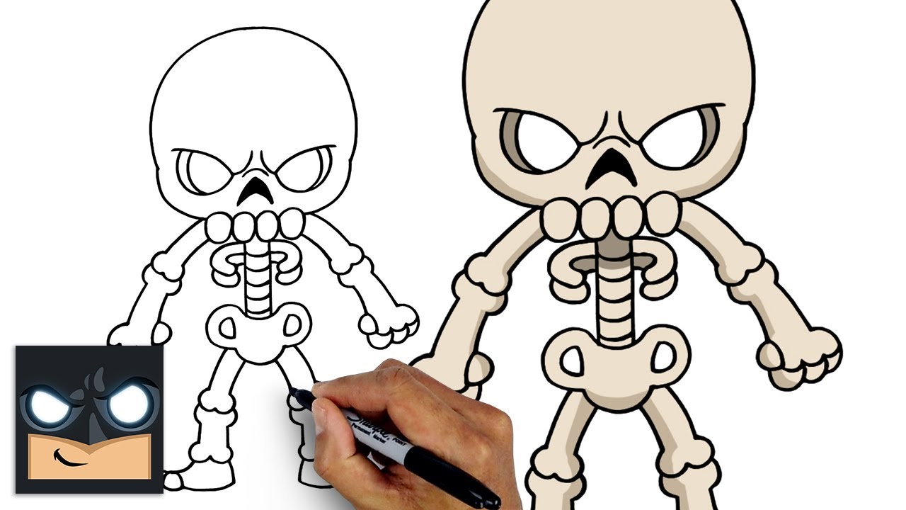 How To Draw a Halloween Skeleton - Halloween Tutorial