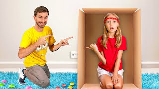 Nastya and friends play cardboard challenge for kids