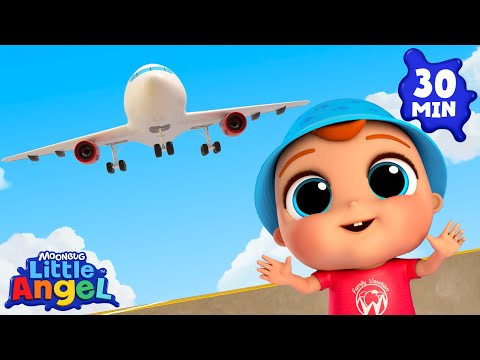 3-2-1 Take Off! ✈️ My First Airplane Trip | Little Angel | Nursery Rhymes for Babies