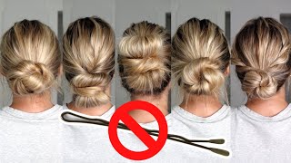 NO BOBBY PIN MESSY BUN UPDO HAIRSTYLES!