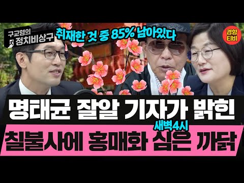 명태균 잘알 기자가 밝힌 칠불사에 홍매화 심은 까닭 (20240924 화요일 클립) 김종대 장윤선 이정주