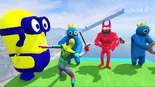 GTA 5 Epic Ragdolls RED SPIDERMAN VS RED MINION VS GREEN MINION (Euphoria Physics & Funny Fails)