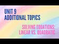 Comparing Linear and Quadratic Equations