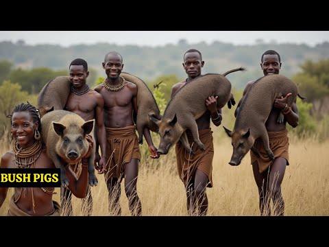 Hunting WILD Bush Pigs with Ancient Hadzabe Tribe!