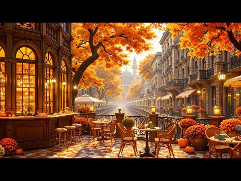 Autumn Porch Ambience ☕ Soft Jazz Music for Relaxing and Positive | Background Music for Cafe