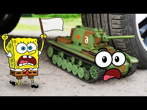 Tank vs Dinosaur Toy vs Jelly! | Crushing Crunchy & Slime Things by Car